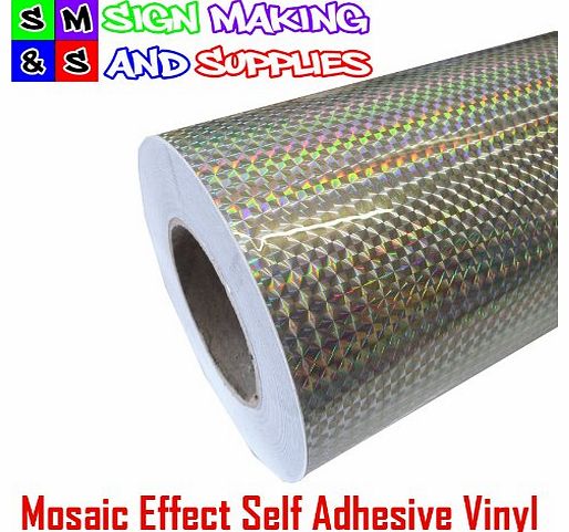Sign Making and Supplies Self Adhesive Mosaic Effect Vinyl Silver Roll Of 1mtr x 305mm Sticky Back Plastic Arts And Crafts for Cutter Plotters