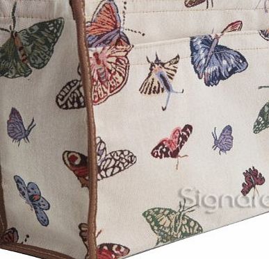 Fashion Canvas/Tapestry Shopping Bag/Tote Bag/ Shoulder Bag/ Box bag/ Carry All Bag in Strawberry Thief Design (Blue)
