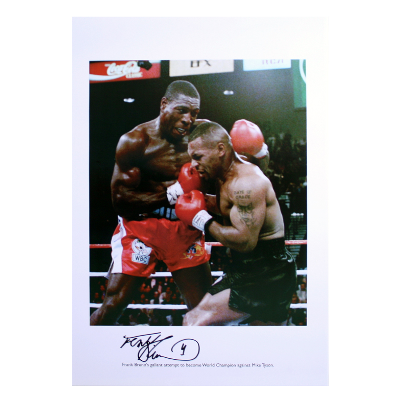 Signed Frank Bruno Print: Fighting Mike Tyson