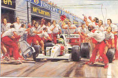 Signed Memorabilia Alan Fearnley - McLaren 104 Ayrton Senna Print Signed by Ron Dennis - Print Shipped in protective tu