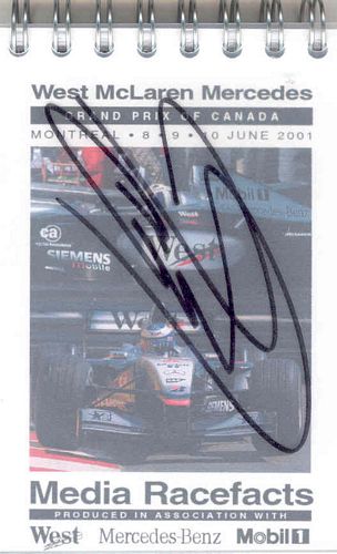 Signed Memorabilia McLaren Fact Notebook Canadian Grand Prix 2001 - Signed by David Coulthard