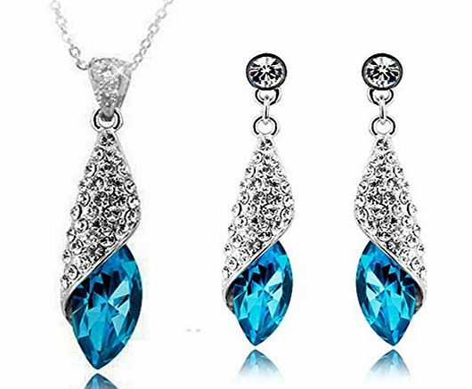 Signore - Signori Austrian Crystal and 18K PURE WHITE GOLD Plated Water Drop Fashion Jewellery Set Earrings   Pendant