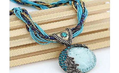 Signore - Signori Handmade Turquoise Colur Stone HALF MOON Necklace, Vintage Style Costume Jewellery Available In Three Colours - Green, Cream amp; Turquoise / Perfect Gift