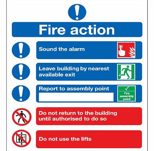 FFR09951R Sign Board, Symbolised Fire Action Notice