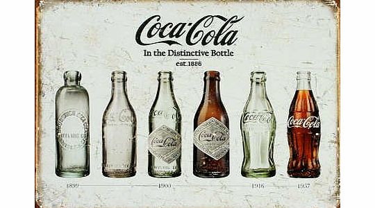 signs-unique Coca Cola Bottle Evolution Distressed Retro Vintage Tin Sign - 32x41 cm
