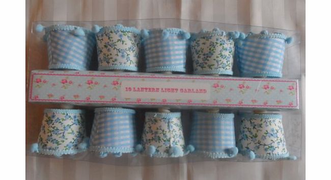 SIL Childrens Lantern/Lampshade Garland Pom Pom Fairy Lights in Blue