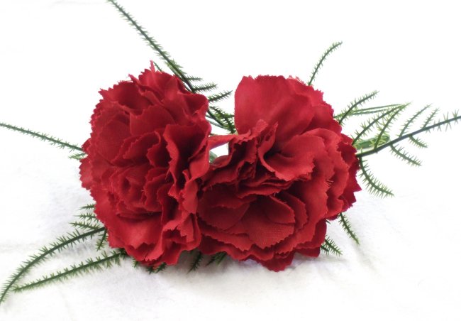 Silk Bouquets Double Red Carnation Buttonhole