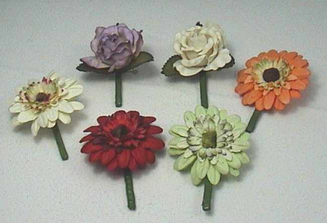 Silk Bouquets Flower Broches with Stem