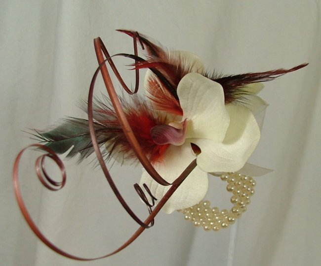 Silk Bouquets Ruby & Cream Orchid Wrist Corsage