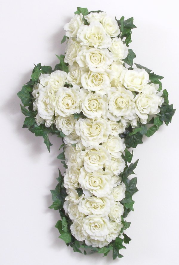 Silk Bouquets Sympathy Cross with Roses