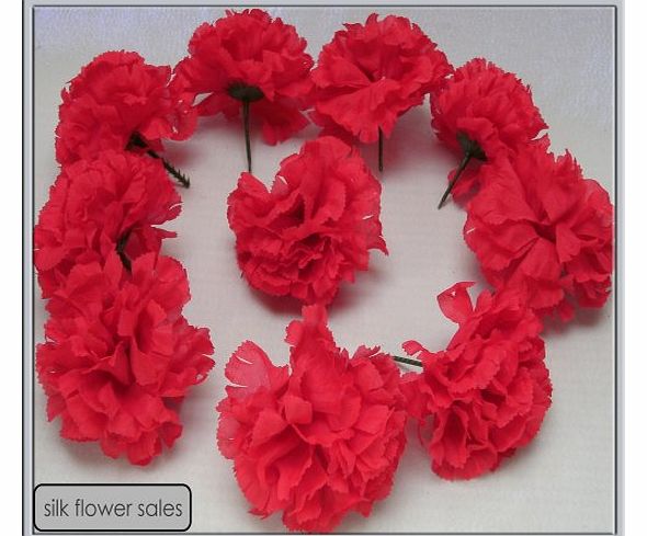 silk flowers 72 Red carnation picks artificial silk flowers, wedding buttonholes, funeral tributes FREE P