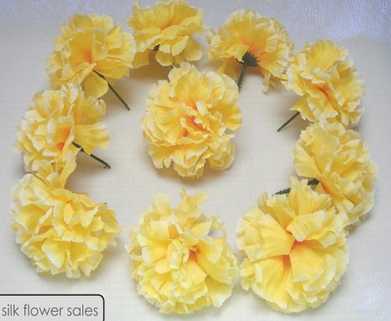 silk flowers 72 Yellow carnation picks artificial silk flowers, wedding buttonholes, funeral tributes FREE Pamp;P