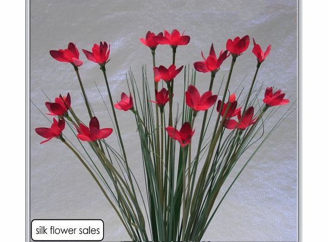 silk flowers x2 21 Stem Artificial Silk Star Flower Grasses - red FREE Pamp;P