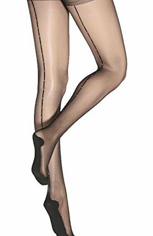 Silky Yummy Bee - Party Tights Black Silky Designer Sparkly Diamante Back Seam Womens (Rumba)