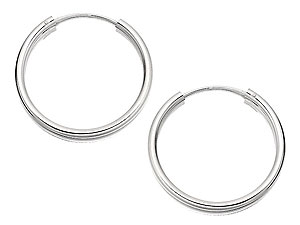 silver 28mm (approx) Tube Hoop Earrings 061341