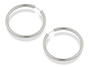 silver 40mm Tube Hoop Earrings 061379