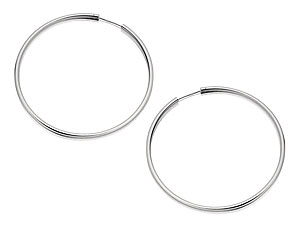 silver 60mm Tube Hoop Earrings 061338