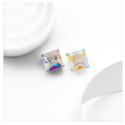 SILVER AB CZ PRINCESS CUT STUDS