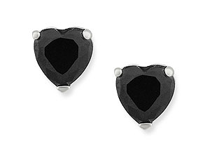 silver and Black Cubic Zirconia Heart Earrings 060389