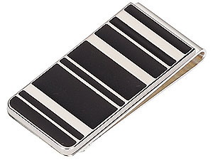 Silver and Black Enamelled Money Clip 014317