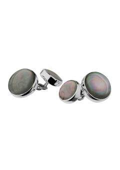 SILVER and Black Shell Cufflinks