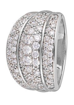 SILVER and Cubic Zirconia Chunky Ring - Size M