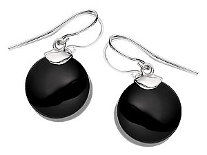 silver and Onyx Disk Earrings 060753