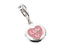 silver and Pale Pink Enamel Love Heart and#8220;LUV Uand8221; Charm