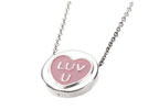 silver and Pale Pink Enamel Love Heart and#8220;LUV Uand8221; Pendant