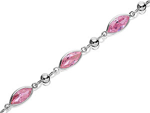 silver and Pink Cubic Zirconia Bracelet 061571