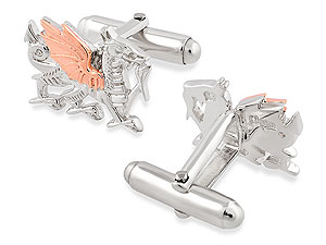 silver and Rose Gold Dragon Cufflinks 074469