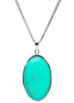 SILVER and Turquoise Oval Pendant 101.00.12445