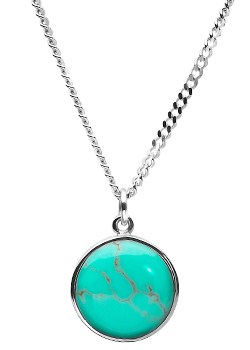 SILVER and Turquoise Round Bezel Pendant