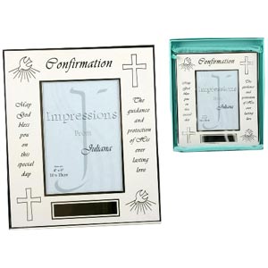 and White Confirmation Photo Frame