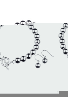 SILVER Ball Link Bracelet and Earrings Set