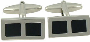 Silver Black Square Cufflinks
