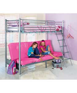 Bunk Bed with Fuschia Futon and Comfort Mattress