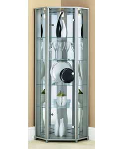 Silver Corner Full Length Display Cabinet