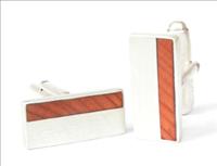 Silver Cufflinks with Yew Inlay by Justin Duance