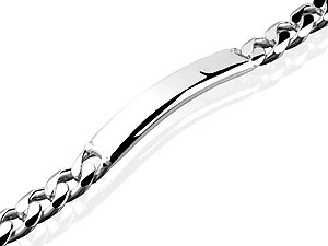 silver Curb Link Bracelet with Plain Panel 062370