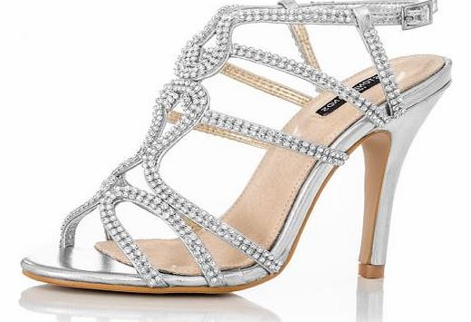 SILVER Diamante Loop Sandals