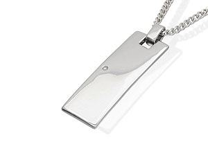 silver Diamond-Set Pendant and Chain 019356