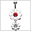 SILVER Double Daisy Navel Bar Attachment