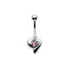SILVER Duo Jewelled Heart Navel Bar