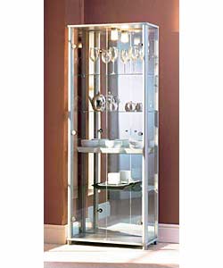 SILVER Effect Glass Display Cabinet