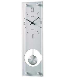 Silver Finish Glass Quartz Pendulum Wall Clock