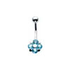 SILVER Four Gem Navel Bar