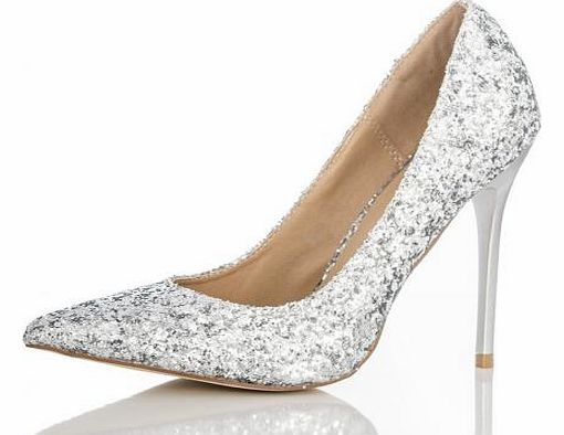 SILVER Glitter Pointed Toe Courts
