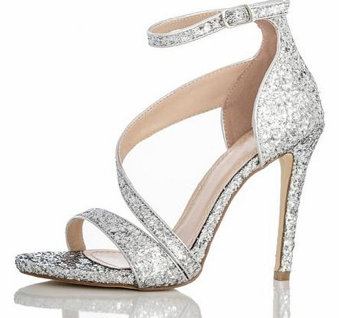 SILVER Glitter Strap Sandals