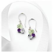 Silver Green and Purple Amethyst Earring